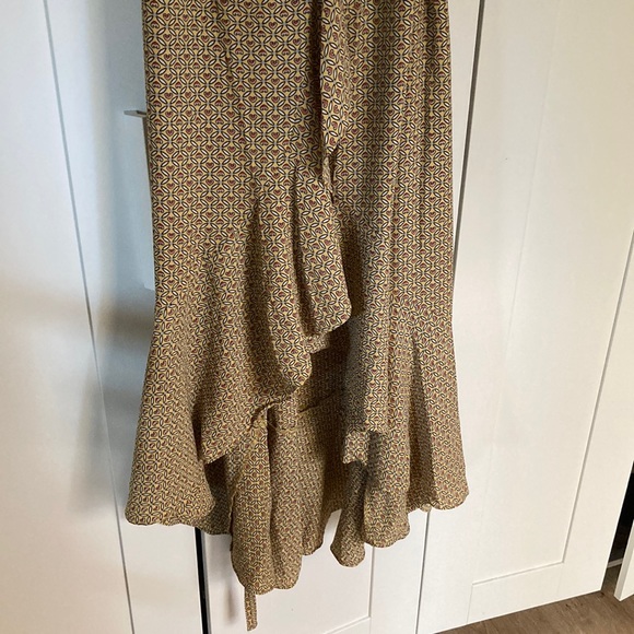 Max studio patterned yellow ruffle wrap dress - Picture 3 of 5